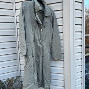 LOFT trench jacket long size XL NWOT olive green cloth coat tied waist